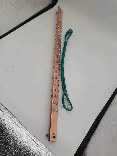 19 Inch Copper Ground Bus Bar Kit With 4 Foot Grounding Cable displayed on white background