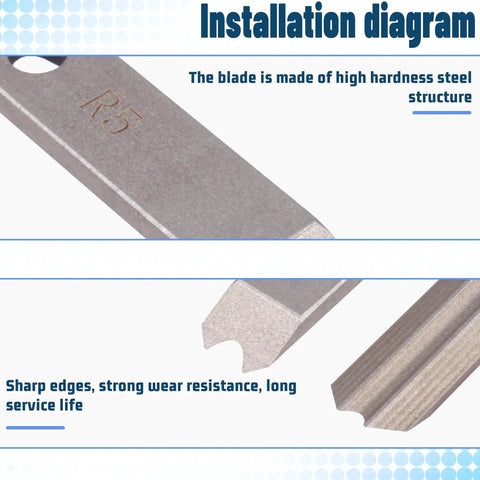 R5 corner rounder blade shown with high hardness steel, strong wear resistance, for manual corner rounder cutter machine