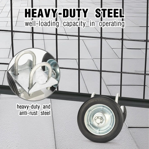 6 Inch Rolling Gate Wheel Carrier For Chain Link Fence Heavy Duty Gate Caster Kit with rubber wheels on steel frame