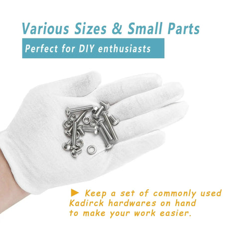 Hand holding 304 Stainless Steel Button Head M5 Screws Kit With 180 Pieces Hex Socket Bolts Nuts And Washers In A Heavy Duty Pro Grade Practical Assortment Of Lengths 8mm 12mm 16mm 20mm 25mm 30mm Plus Allen Wrench For Quick Fixes.