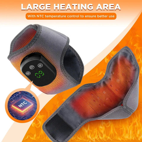 Wireless Ankle Heating Pad For Pain Relief And Neuropathy Portable Ankle Massager Wrap with digital display and heating area.
