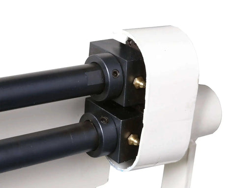 Close-up of durable handheld bead roller tool for precision seams in auto body, jewelry, and craft projects, showing metal rollers.