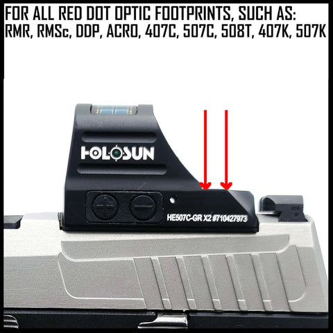 Close-up of 36 Piece Screw Set Built For SIG SAUER Red Dot Optics And Adapter Plates With T10 Key on slide mount