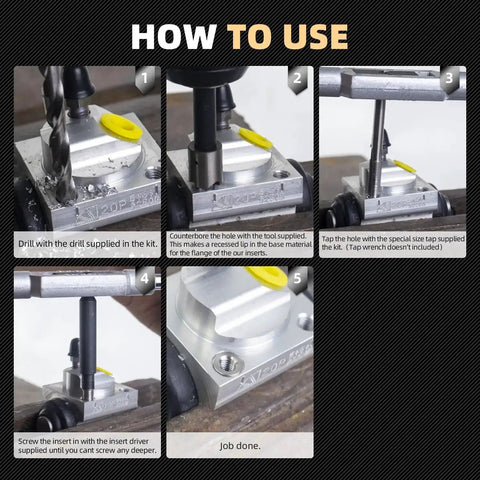 Instructions for Pro Grade M10x1.5 Thread Repair Kit With 14mm Stainless Steel Inserts HSS Drill Tap Counterbore And Install Driver