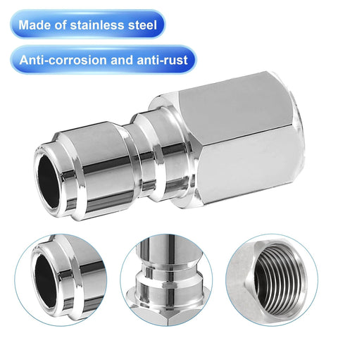 One Quarter Inch Quick Connect Plug To One Quarter Inch Female NPT Pressure Washer Coupler Set 5000 PSI Two Pack Leak Free