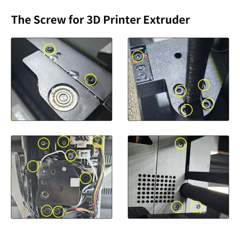 3D Printer Screw Assortment Kit For X1 X1C X1E P1P P1S AMS With 10X ST3-4.5 And 20X M3-6 Screws shown in extruder mounting points