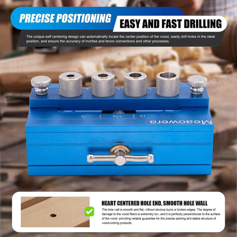Adjustable Dowel Jig Kit And Biscuit Jointer Set With Four Titanium Step Drill Bits Four Drill Bushings on table