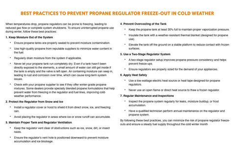 Best practices for preventing RV propane regulator freeze-out in cold weather with maintenance tips and protective measures.
