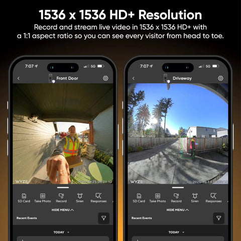Battery Powered Video Doorbell Camera With 1-To-1 Head-To-Toe View, HD Plus 1536x1536, Color Night Vision preview on smartphone