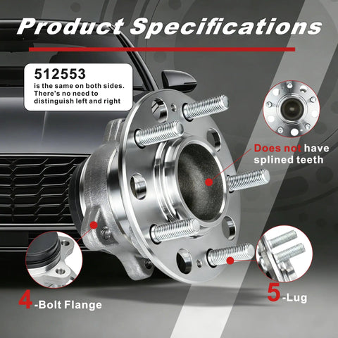 Beefed Up Rear Wheel Bearing Hub Assembly With 5 Lugs And ABS Replacement Fits Hyundai Sonata 2015 2019 Tucson 2016 2021 Veloster N 2020 2022 Kia
