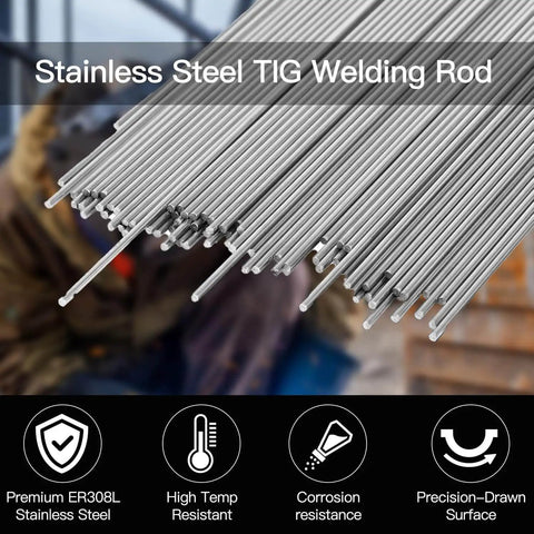 Pro Grade ER308L Stainless Steel TIG Welding Rods 1/16 X 16 In showcased with corrosion resistance features