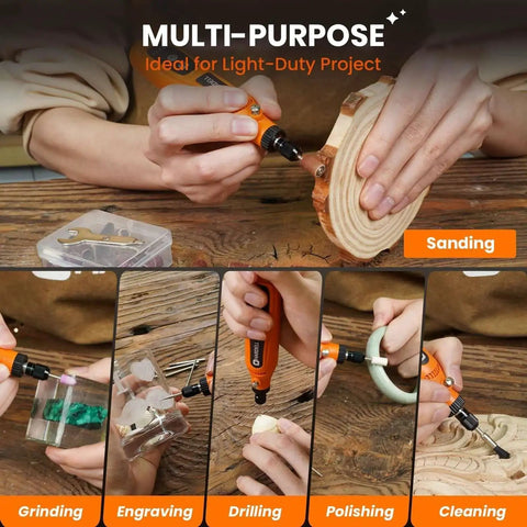 Mini Cordless Rotary Tool Kit For DIY Projects 4V 5 Speed With 42 Accessories used for sanding, engraving, drilling, and polishing
