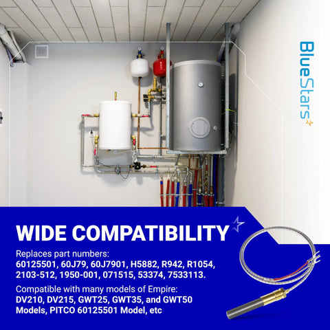 BlueStars Q313A 750 mV thermopile kit for gas appliances; 24-inch aluminum, installed near boiler in utility room