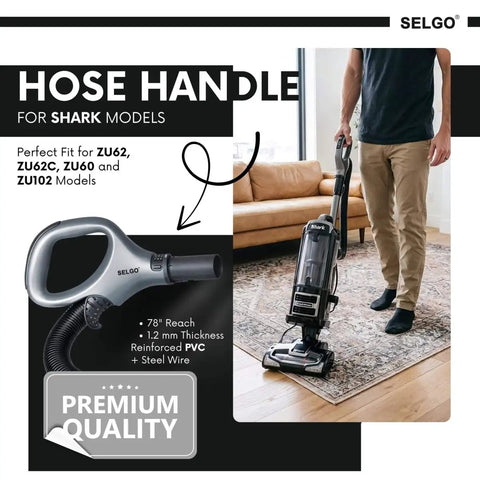 Replacement Hose Handle Compatible With ZU62 ZU62C ZU60 ZU102 Upright Vacuum Cleaners And Navigator Lift Away Models displayed on box.