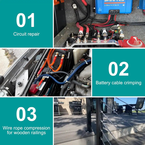 Pro Grade 10 Ton Hydraulic Crimping Tool With 9 Dies For Battery Cables And Wire Rope Crimper For 12 AWG To 2/0 AWG in use