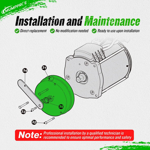 MUMPPRCE EZGO golf cart motor brake, green round brake plate with mounting screws (48V)