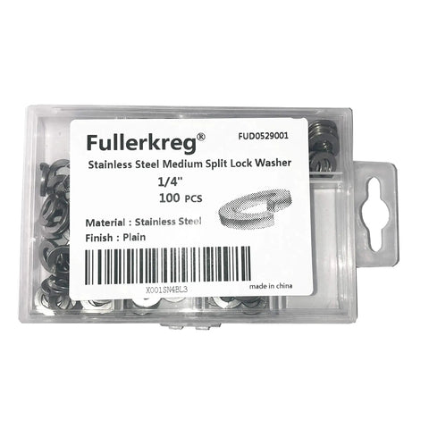 FullerKreg 1/4 in stainless steel medium split lock washers, 100 pcs in plastic case