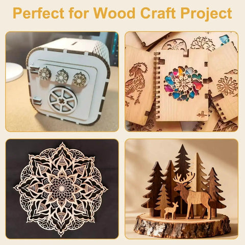 Variety of wood craft projects using 12 Pack Basswood Sheets 12x18 Inch One Eighth Inch Thick For Laser Cutting And Engraving, Unfinished Wood For DIY Crafts