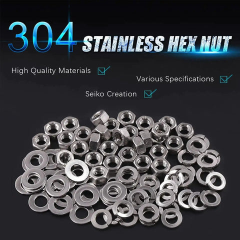 Grab-And-Go 90 Pcs Assortment Kit SAE 304 Stainless Steel 5/16-18 Hex Nuts, Flat Washers, And Split Lock Washers