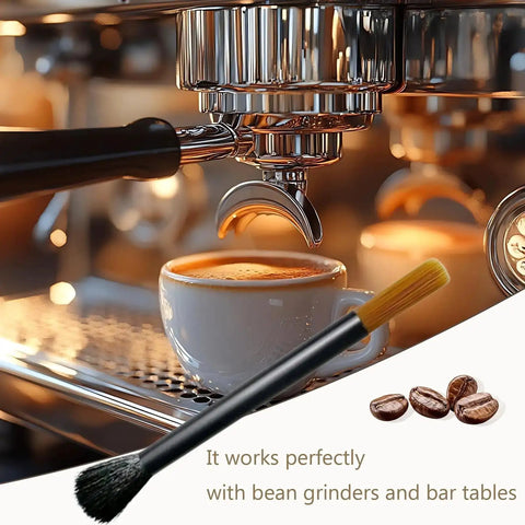 Dual Head Coffee Grinder And Espresso Machine Cleaning Brush with stiff bristles for deep cleaning and soft bristles for gentle dusting