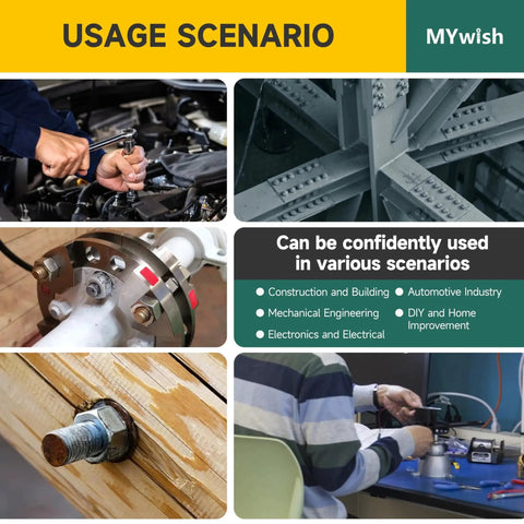 Usage scenarios for 210 Piece Hex Bolts And Nuts Set In 304 Stainless Steel, showing home, auto, and industrial applications.