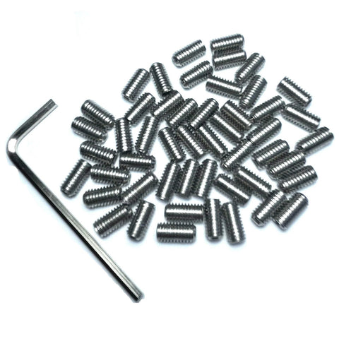 Heavy Duty 50 Piece 10-32 By 3/8 Inch Hex Socket Set Screws In 304 Stainless Steel With Allen Head Grub Screws, Includes 3/32 Inch Allen Wrench, Built Tough, Rust Resistant For Machinery, DIY Projects And Home Shop Use
