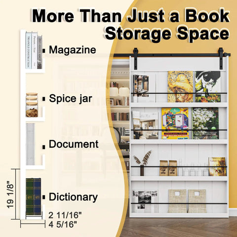 Paintable 36x84 Barn Door With 6.6 Ft Hardware Kit Delivers Space-Saving Sliding Design And Built-In Storage Shelf