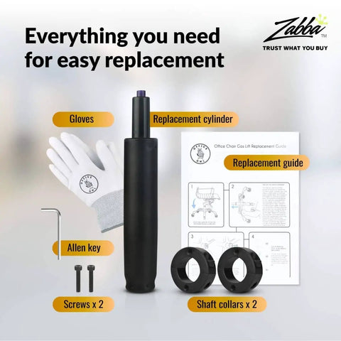 Heavy Duty Class 4 Gas Cylinder Replacement Kit For Desk And Gaming Chairs With Universal Fit, Includes Removal Tool, Gloves, And Instructions