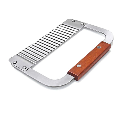 Heavy Duty Wood Handle Crinkle Cut Knife Kitchen Workhorse For Vegetables And Fruits, 7.5-Inch Stainless Blade, hand wash only