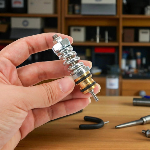 310924003 Unloader Valve Kit close-up: metal spring assembly with brass seals and O-rings for high-pressure washer pumps
