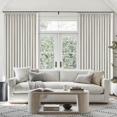 Extra Wide Blackout Linen Drapery Panel With Hooks, Pinch Pleat Curtains For Patio Sliding Doors And Large Windows, 72 By 96 Inches One Panel