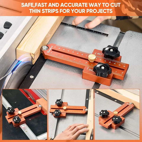 Go-To Thin Rip Jig For Table Saw And Router, Repetitive Narrow Strip Cutting Guide, Fits Three Eighths By Three Quarters Inch T Slot