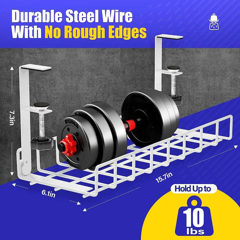 Tool Free No Drill No Screws Under Desk Cable Management Tray With Clamp Keeps Cords Neat In Office Or Home Wire Organizer Rack