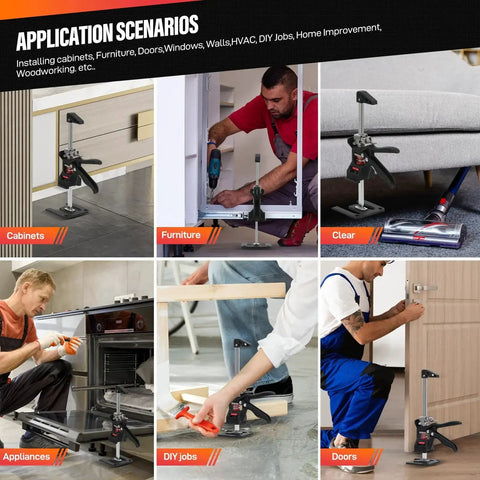 Various applications of Drywall Lifter And Furniture Jack 12 Inch 400lb 2 Pack With Dual Descent Switch in home improvement