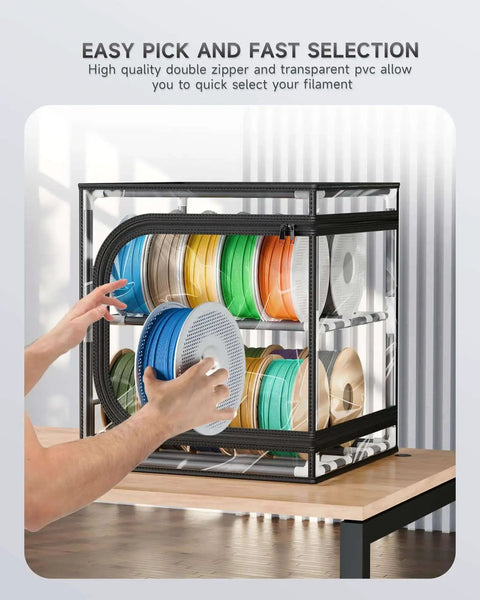 Maker Friendly Two Tier 3D Printer Filament Storage Rack With Transparent Cover Holds Up To 24 Rolls Of 1Kg Filament sturdy iron