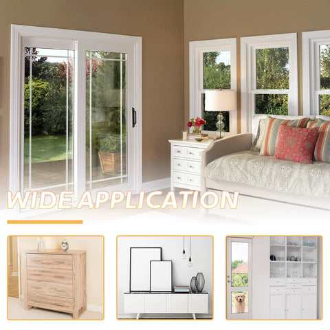 Living room with sliding glass doors overlooking garden, featuring white furniture and Windows, demonstrating wide application of space.