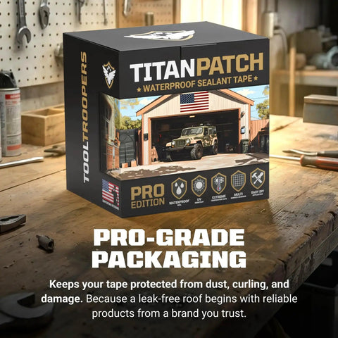 Box of Titan Patch Waterproof Sealant Tape That Stops Leaks Fast And Stays Sealed For 15 Plus Years 4 Inch By 10 Foot