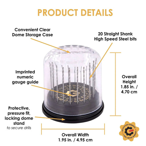 Pro Mini Twist Drill Bit Kit For Jewelry Making And Soft Metals, 20 Pcs HSS Micro Bits 61 To 80 With Dome Storage Case