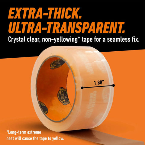 Crystal Clear Tape 1.88 Inch By 18 Yard Weather Resistant Indoor Outdoor, extra-thick roll with non-yellowing feature