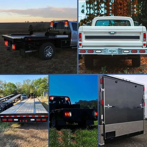 Six Inch Oval Trailer Tail Light Kit With Red And White 10 LED Per Light 6 Pack Flush Mount Grommets And Plugs on trucks and trailers