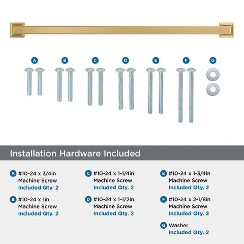 Lintel 18 Inch Center To Center Champagne Bronze Appliance Pull For Paneled Appliances And Large Cabinets Transitional Style Heavy Wide Profile Overall Length 19 1 4 Inches BP37450CZ with installation hardware.