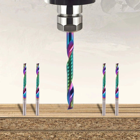 10 Pcs O Flute Up Cut Router Bits Set For CNC Milling, One Eighth Inch Shank, Single Flute End Mills With DLC Coating