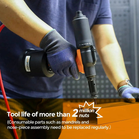 Heavy Duty Air Hydraulic Rivet Nut Tool With Reversible Button, Pro Grade Pneumatic Riveter used on metal panel