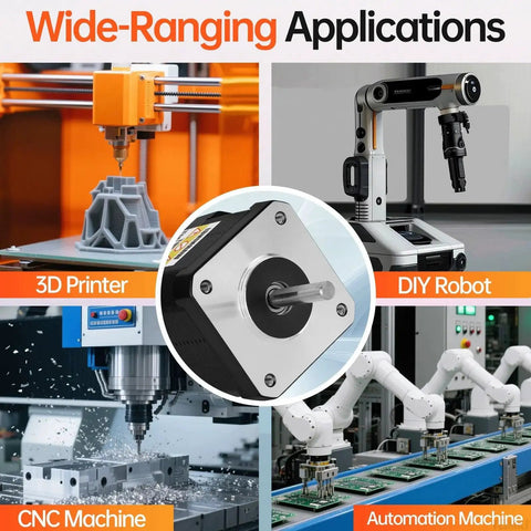 Powerful Nema 17 Stepper Motors Three Pack For 3D Printers And CNC Machines with applications for DIY robots, CNC, and automation