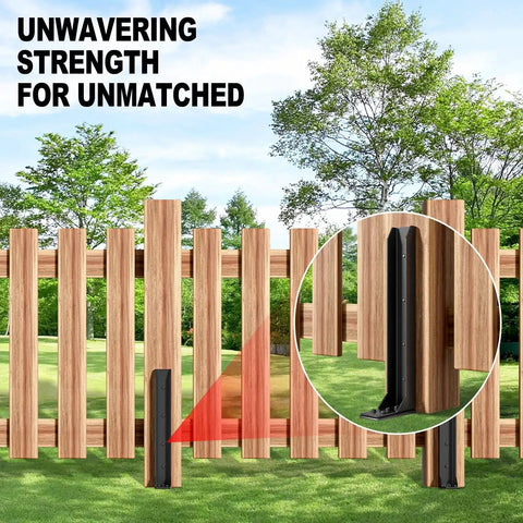 Heavy Duty Steel Fence Post Repair Kit Ground Spike Anchor for fixing leaning or broken wood posts, two-piece pile with bolts