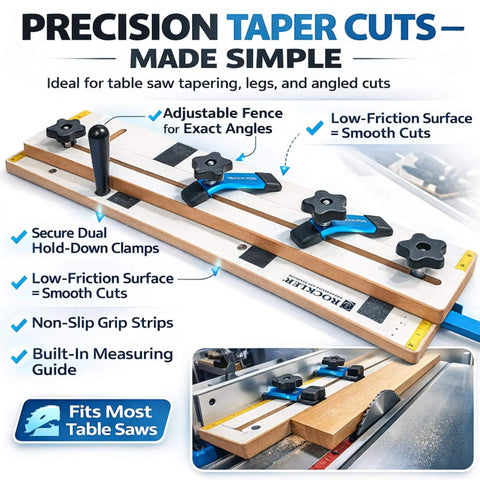 Table Saw Taper And Straight Line Jig For Quick Tapered Cuts And Dead On Straight Line Ripping, includes 36 inch miter bar