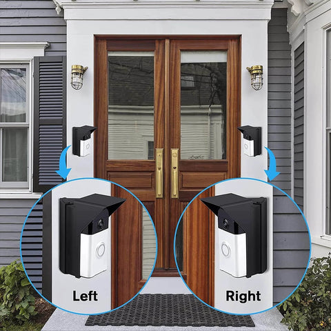 Adjustable 30 To 60 Degree Doorbell Angle Mount For Blink Doorbell And Nest Battery Easy Install No Fuss Setup shown installed on wooden door
