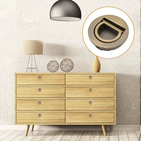 Round Pull Ring Embedded Handle Set For Cabinets Wardrobes And Drawers Hidden Invisible Pull Handles In Bronze Finish 4 Pieces