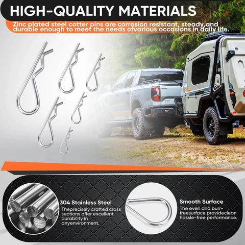 80Pcs Hitch Pin And Cotter Pin Kit With Six Sizes In 304 Stainless Steel Hairpin Fasteners For Trucks Engines And Lawn Care By Selvora displayed