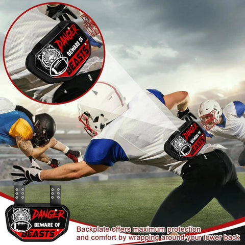 Football Back Plate Lower Back Pads For Players Ventilated Foam Padding In Action During Game